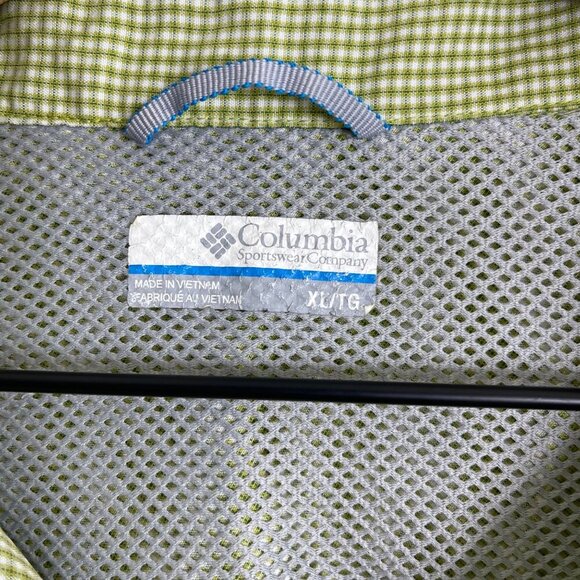 Columbia Sportswear Mens XL Short Sleeve Green Plaid Button-Up Shirt With Chest - Picture 4 of 7